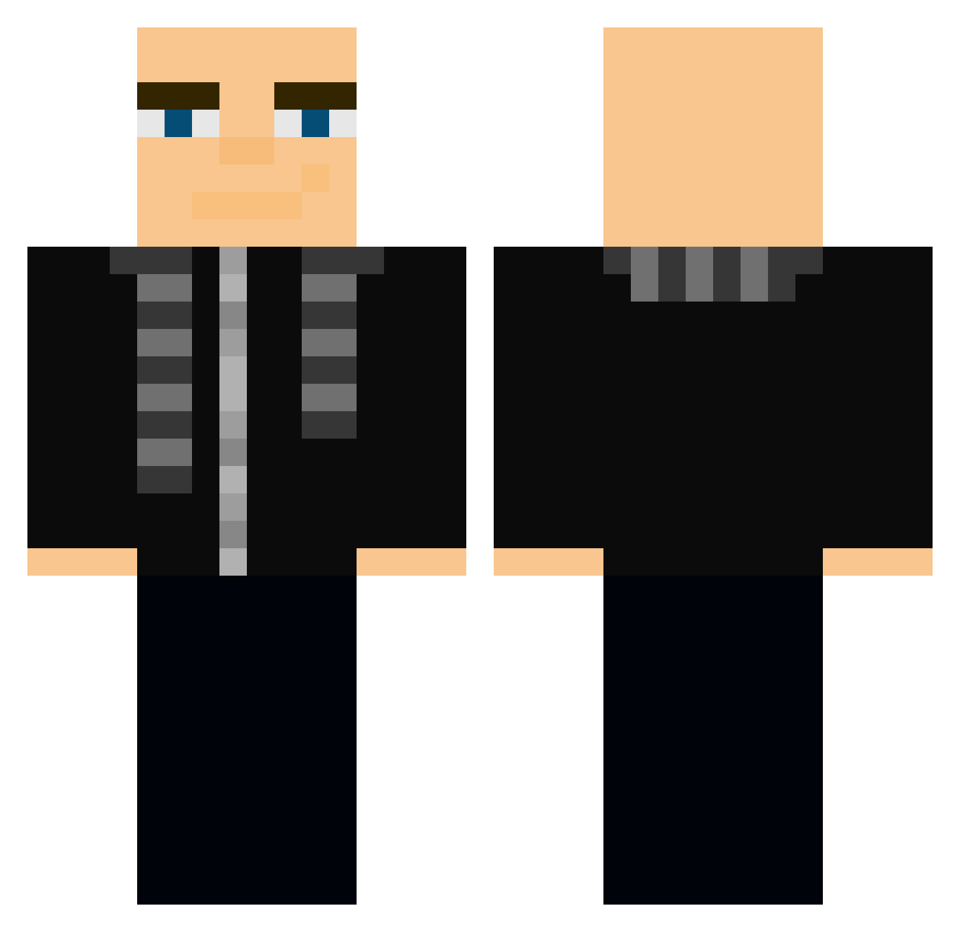 GruGaming Minecraft skin, front and back view