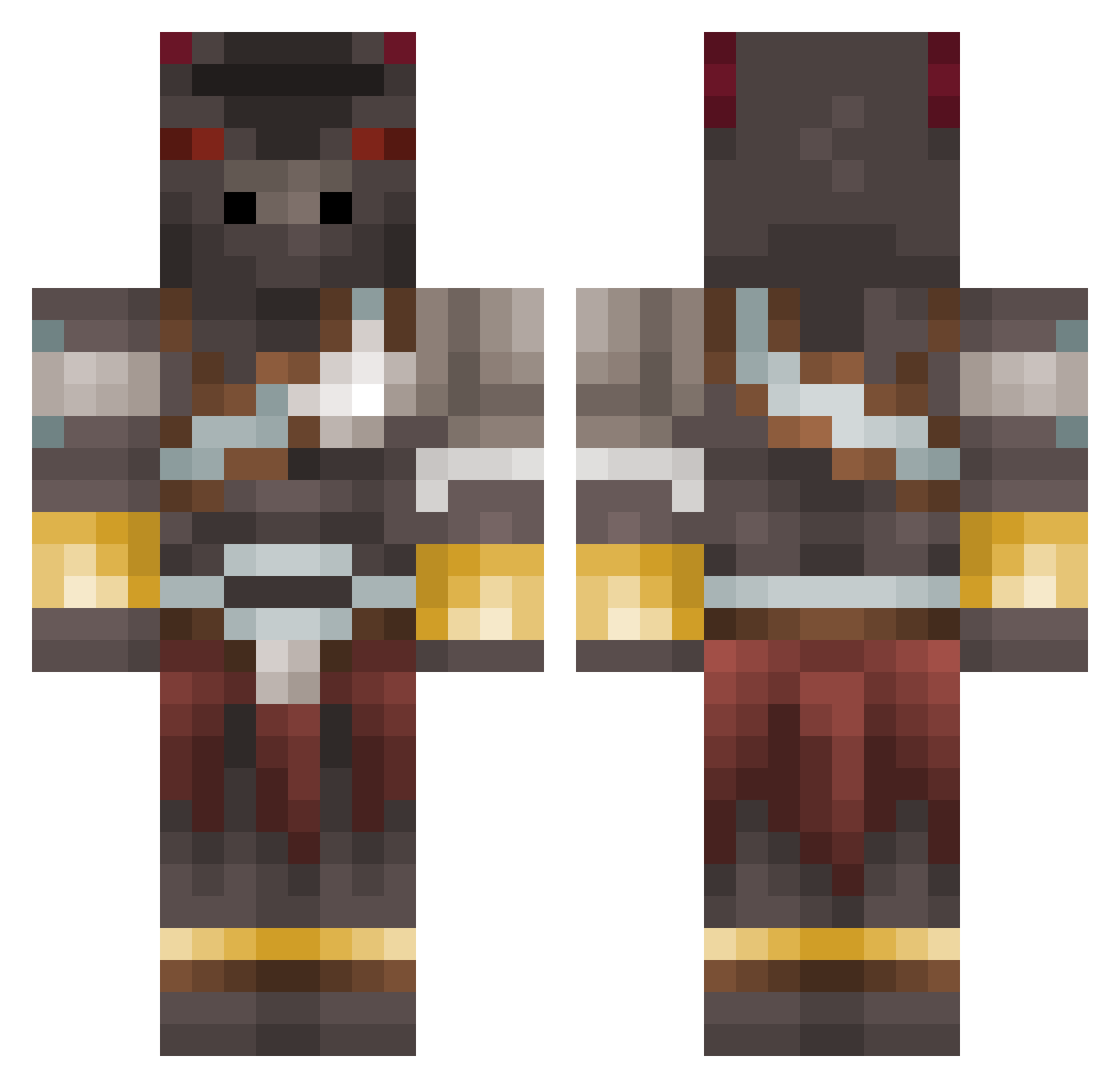 pthunt Minecraft skin, front and back view
