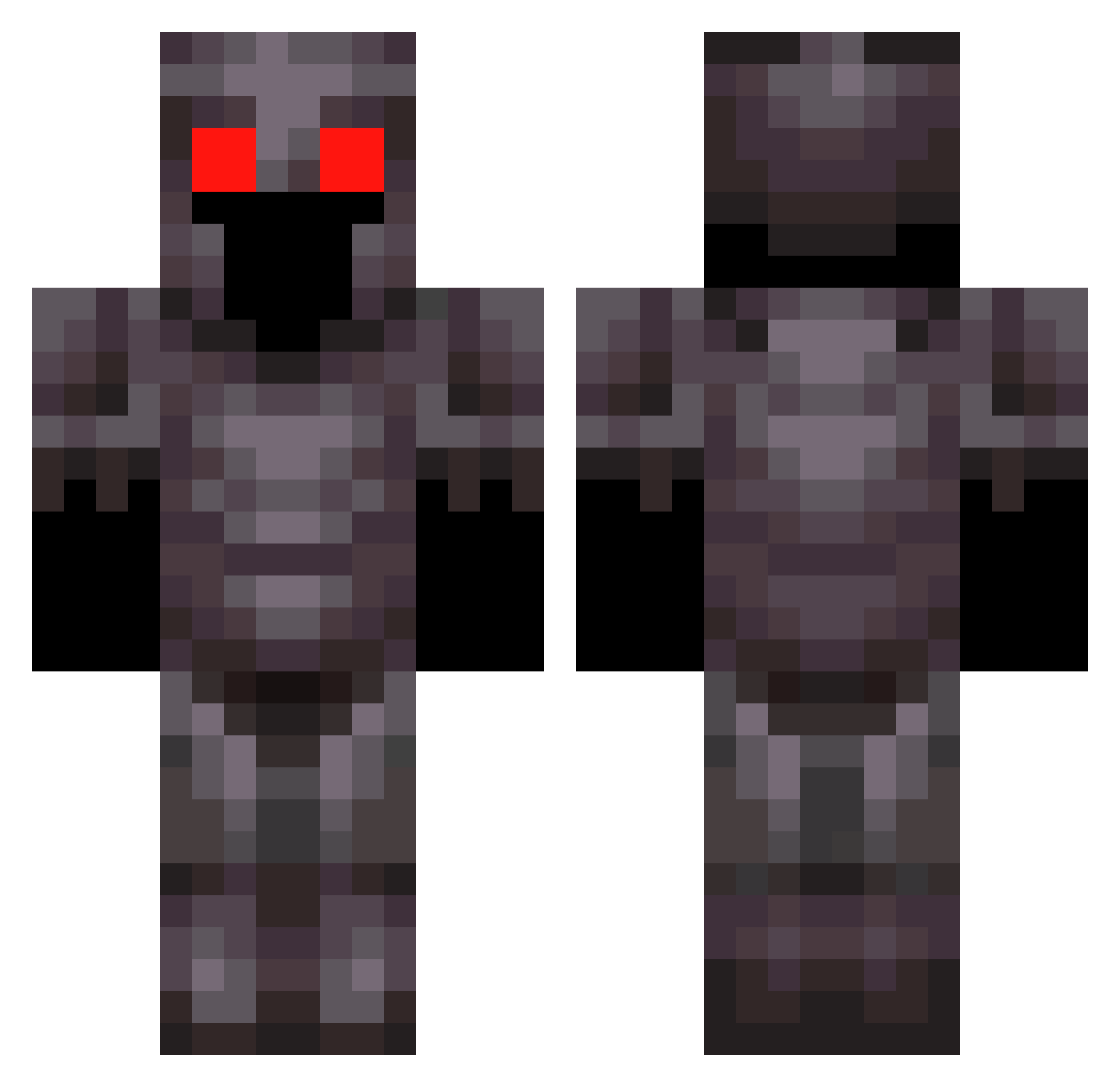 Ghostty_plays Minecraft skin, front and back view