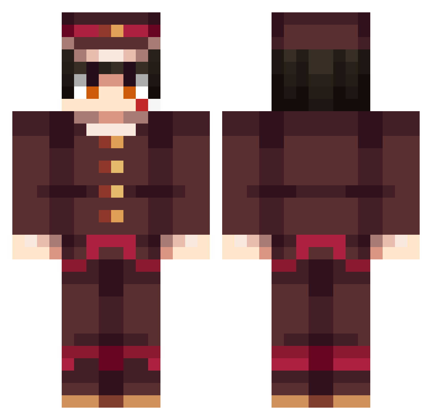 lureix Minecraft skin, front and back view