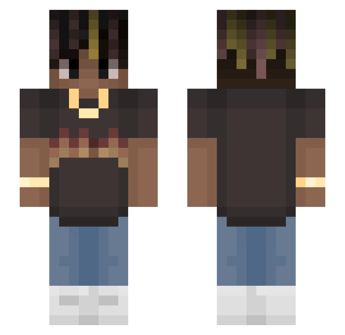 NoVxnity Minecraft skin, front and back view