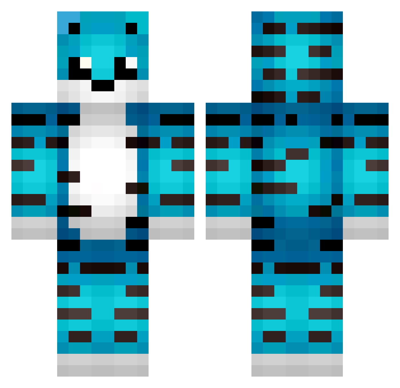 Jena Minecraft skin, front and back view