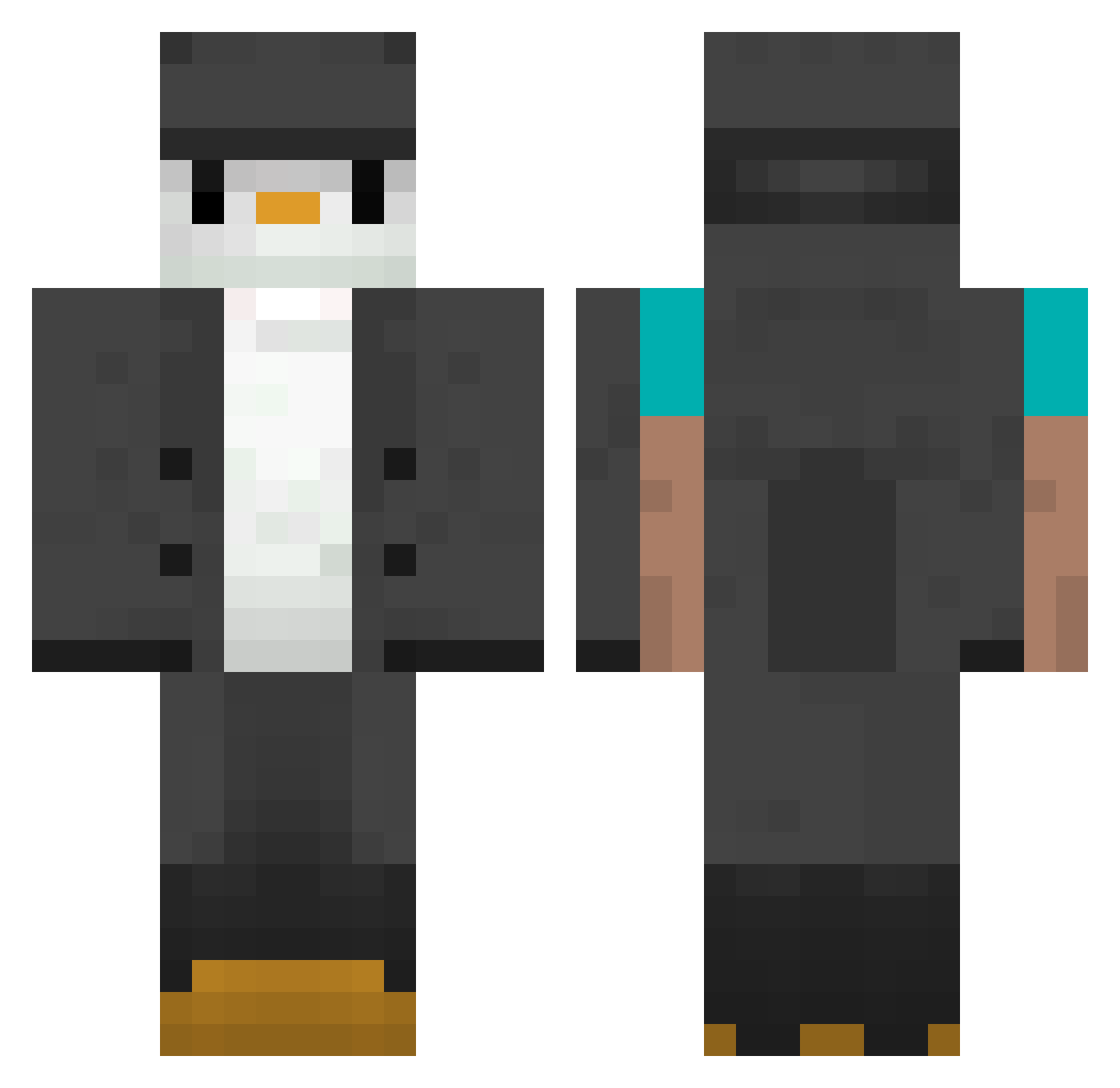 Mystery444 Minecraft skin, front and back view