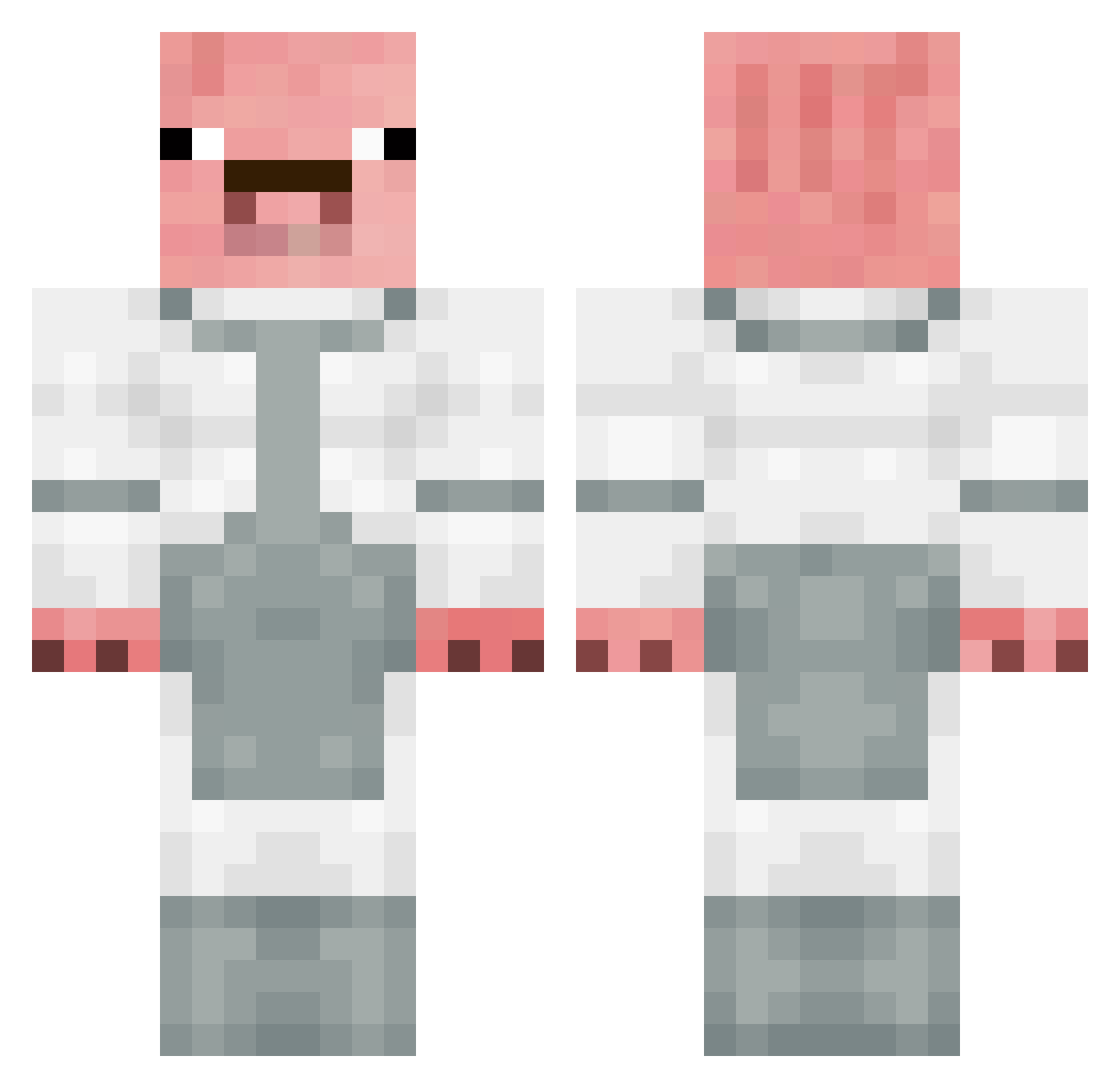 BlownChunk Minecraft skin, front and back view