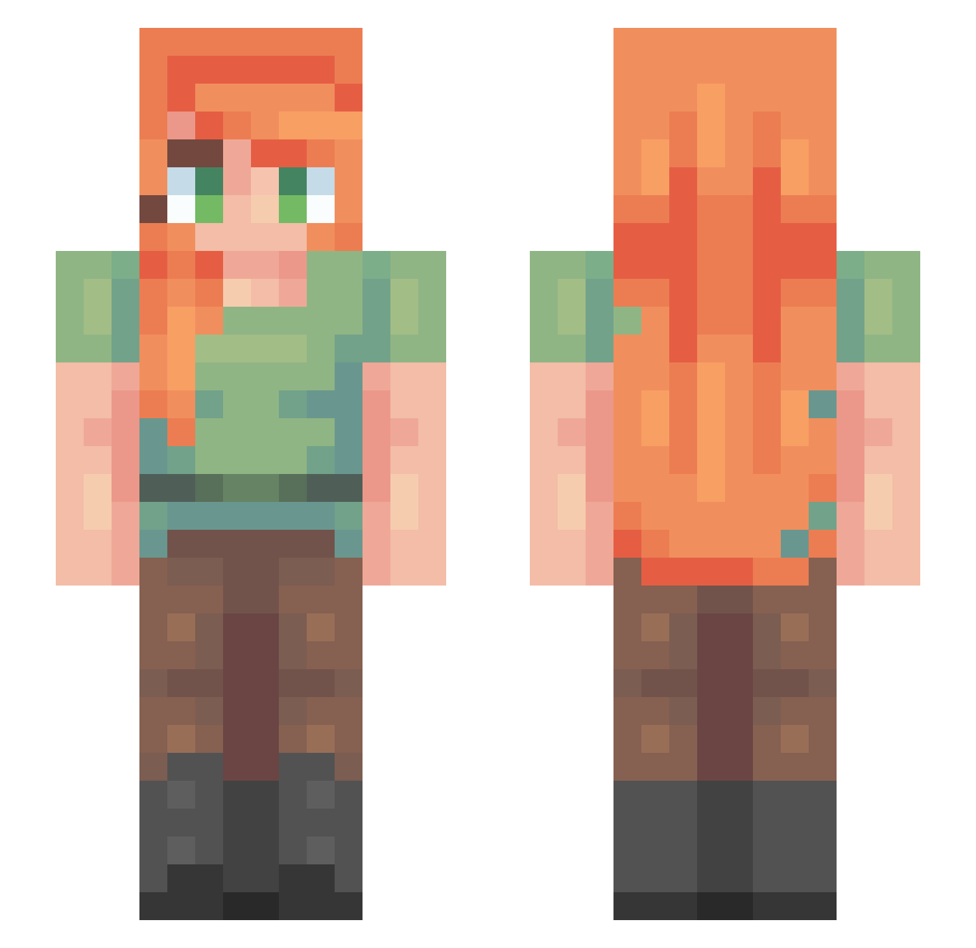 RSyalva Minecraft skin, front and back view