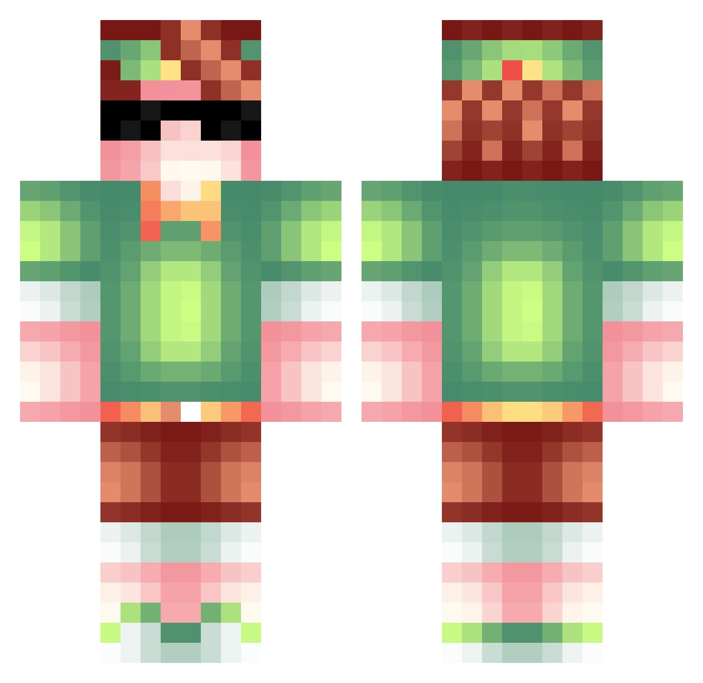 SneJock_YouTube Minecraft skin, front and back view