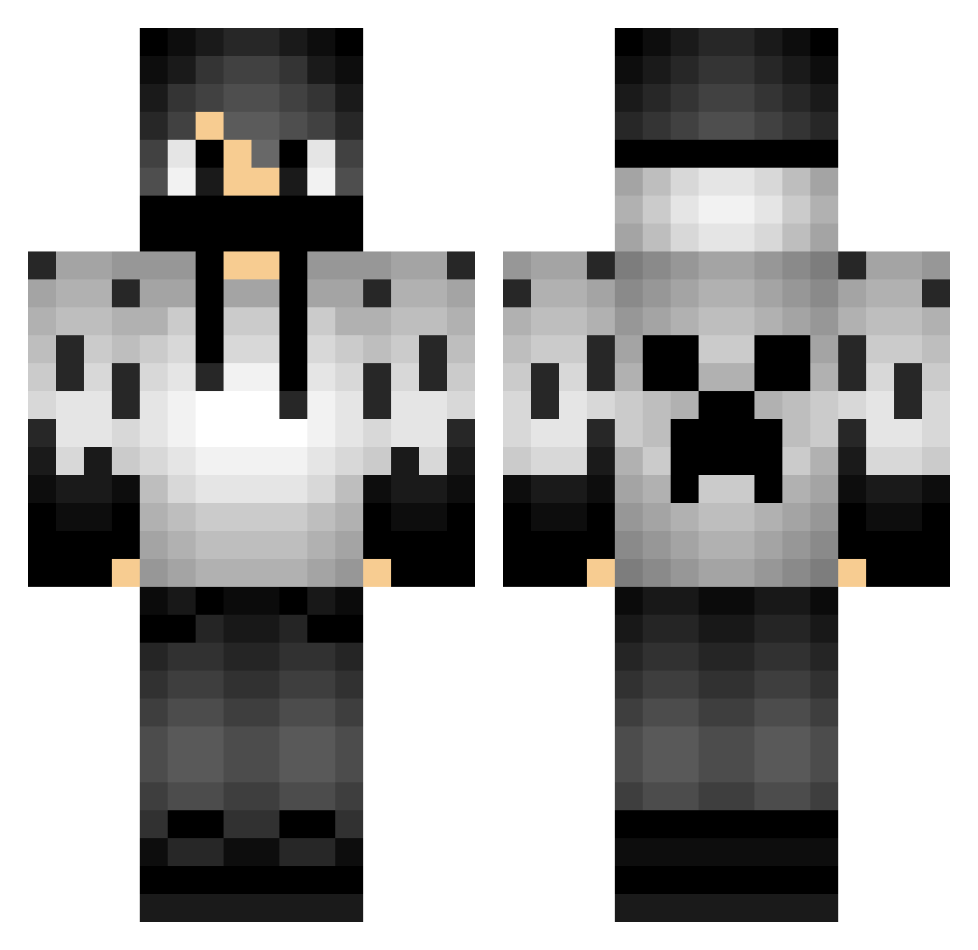 unoVR Minecraft skin, front and back view