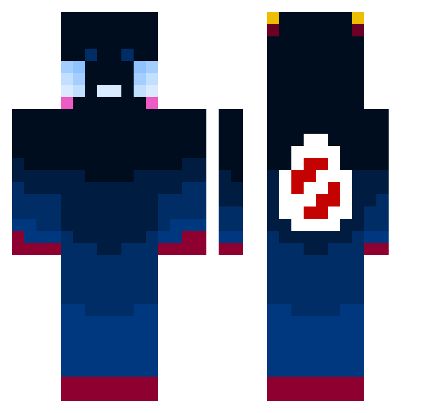 Rwandom Minecraft skin, front and back view
