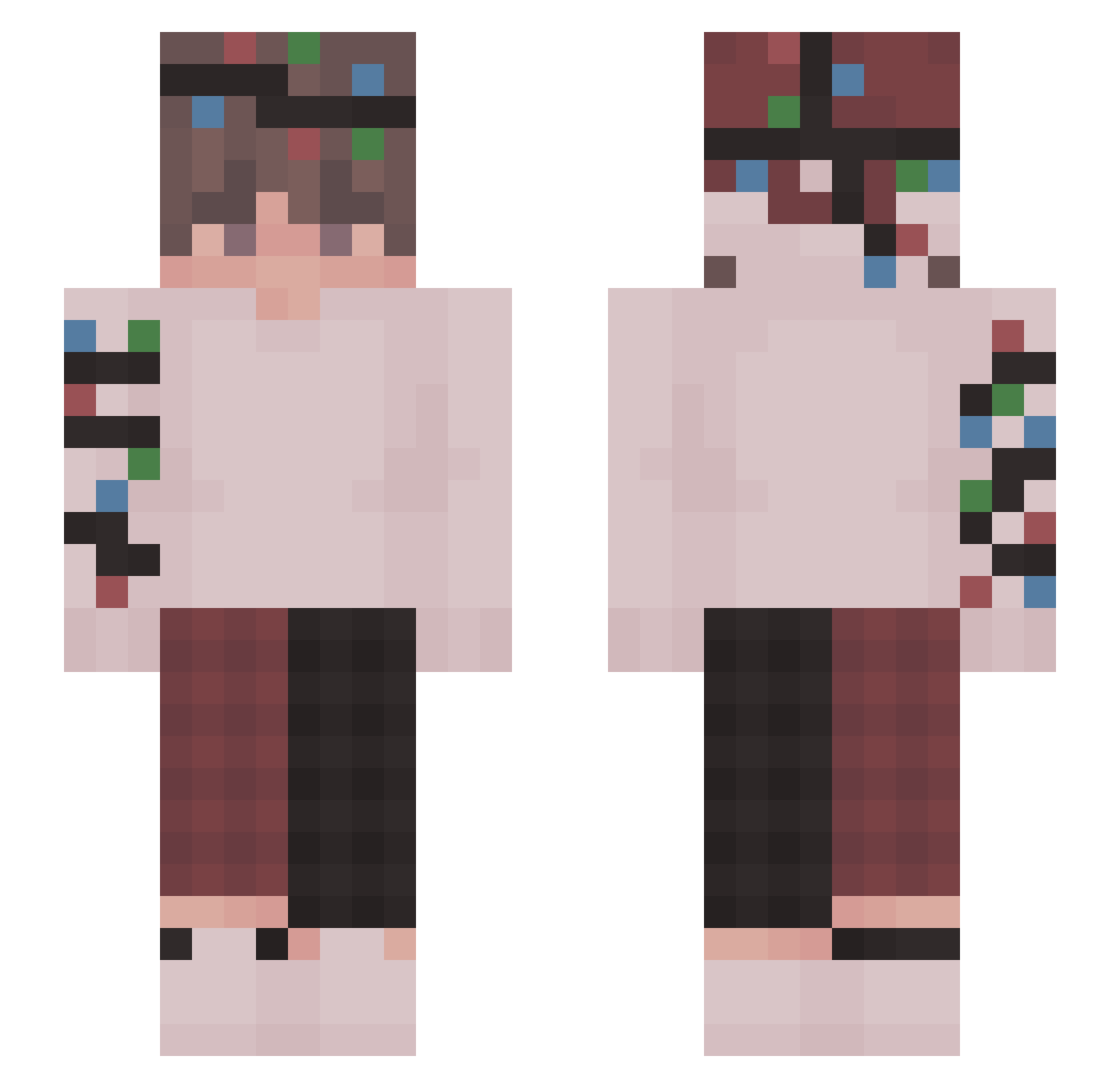 yvyyvy Minecraft skin, front and back view