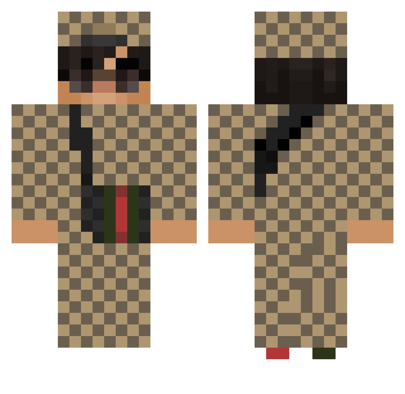 MisterTA Minecraft skin, front and back view