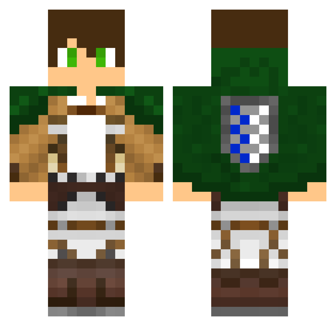 Memeticat Minecraft skin, front and back view