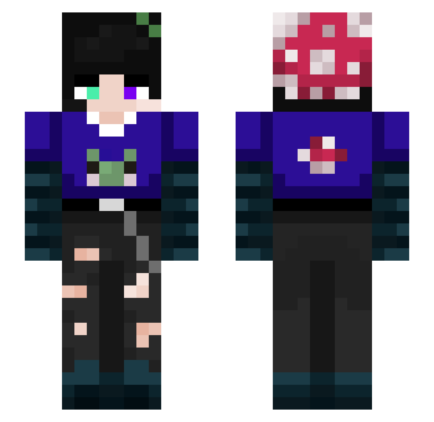 Leila010 Minecraft skin, front and back view