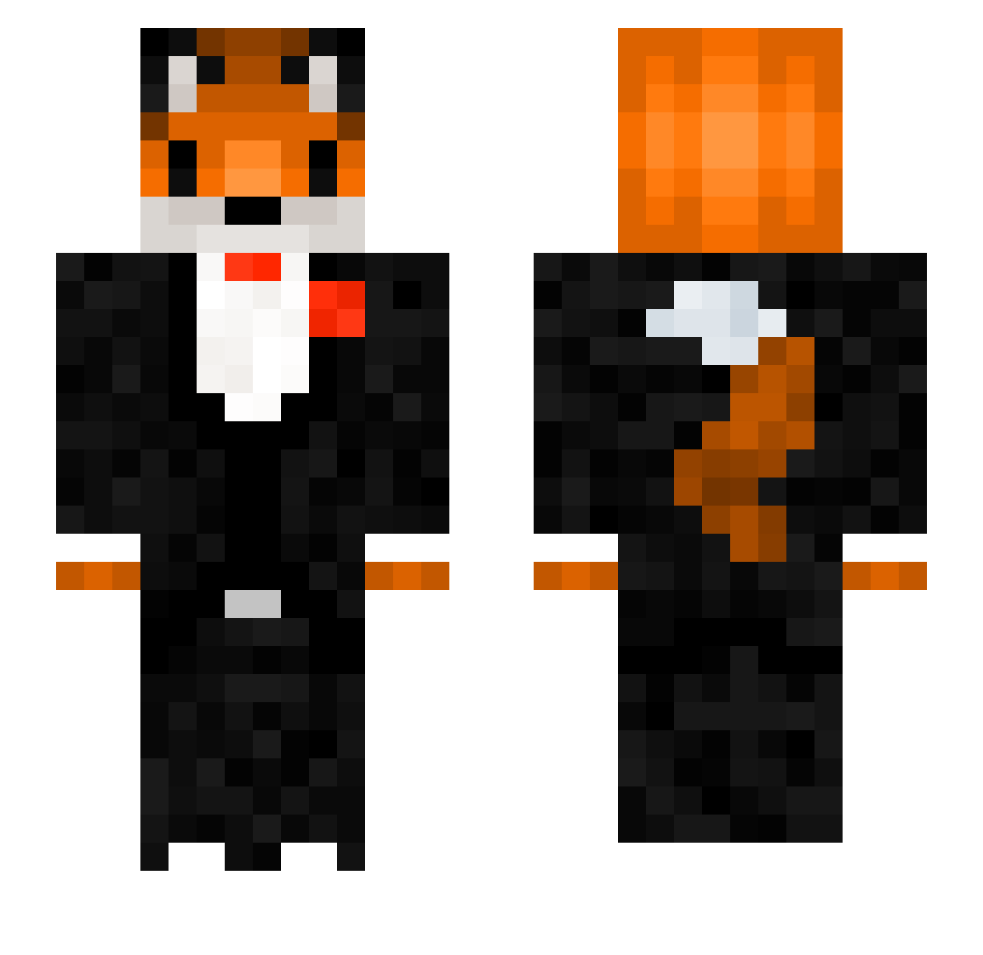 Wuxut Minecraft skin, front and back view