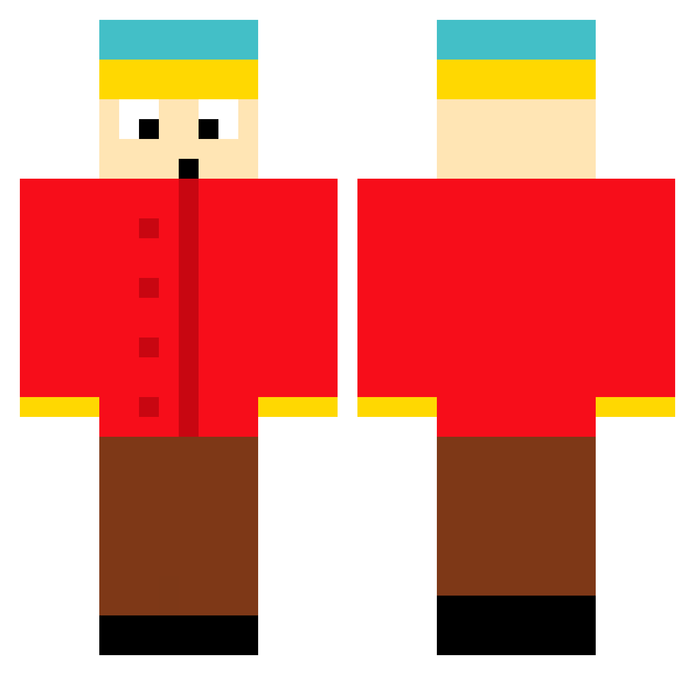 SizedPlayZ Minecraft skin, front and back view