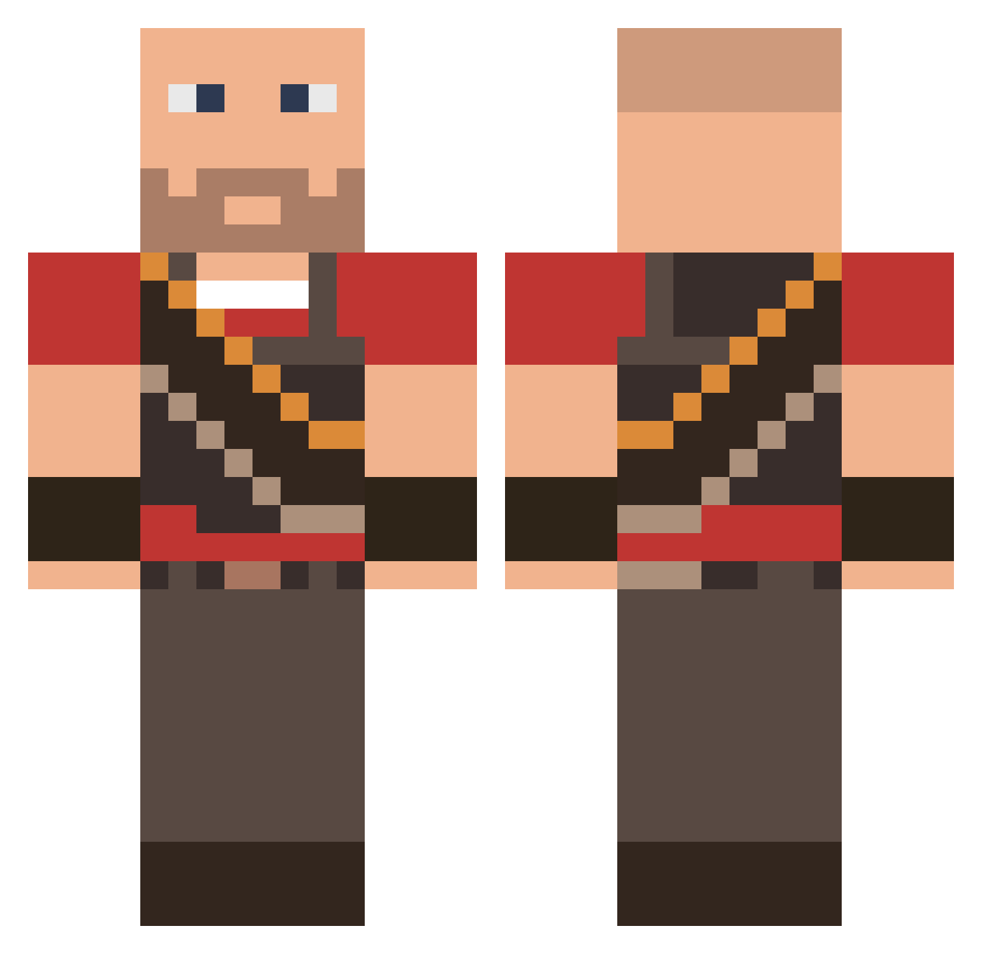 Draconin Minecraft skin, front and back view