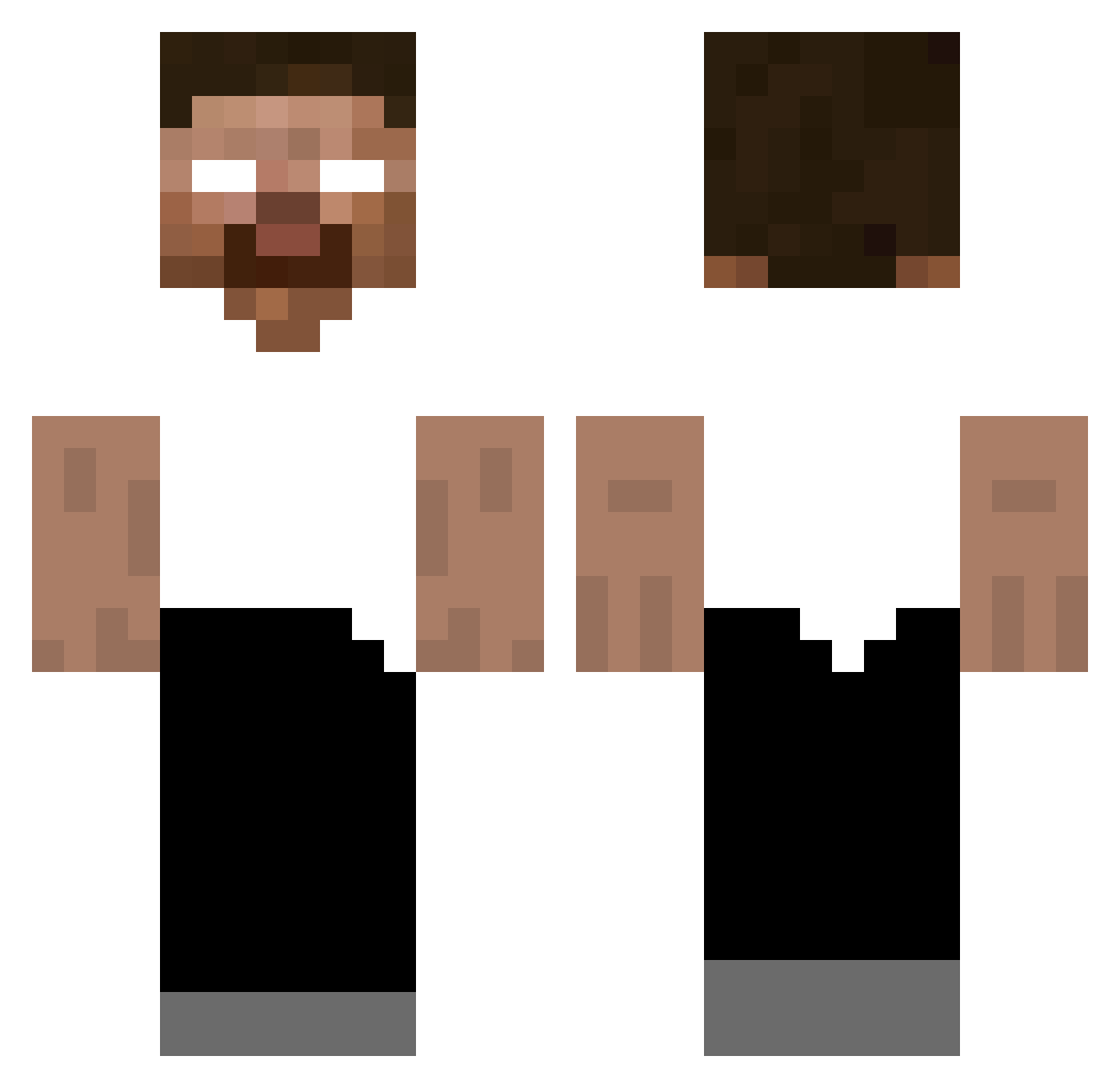 Viewfinder Minecraft skin, front and back view