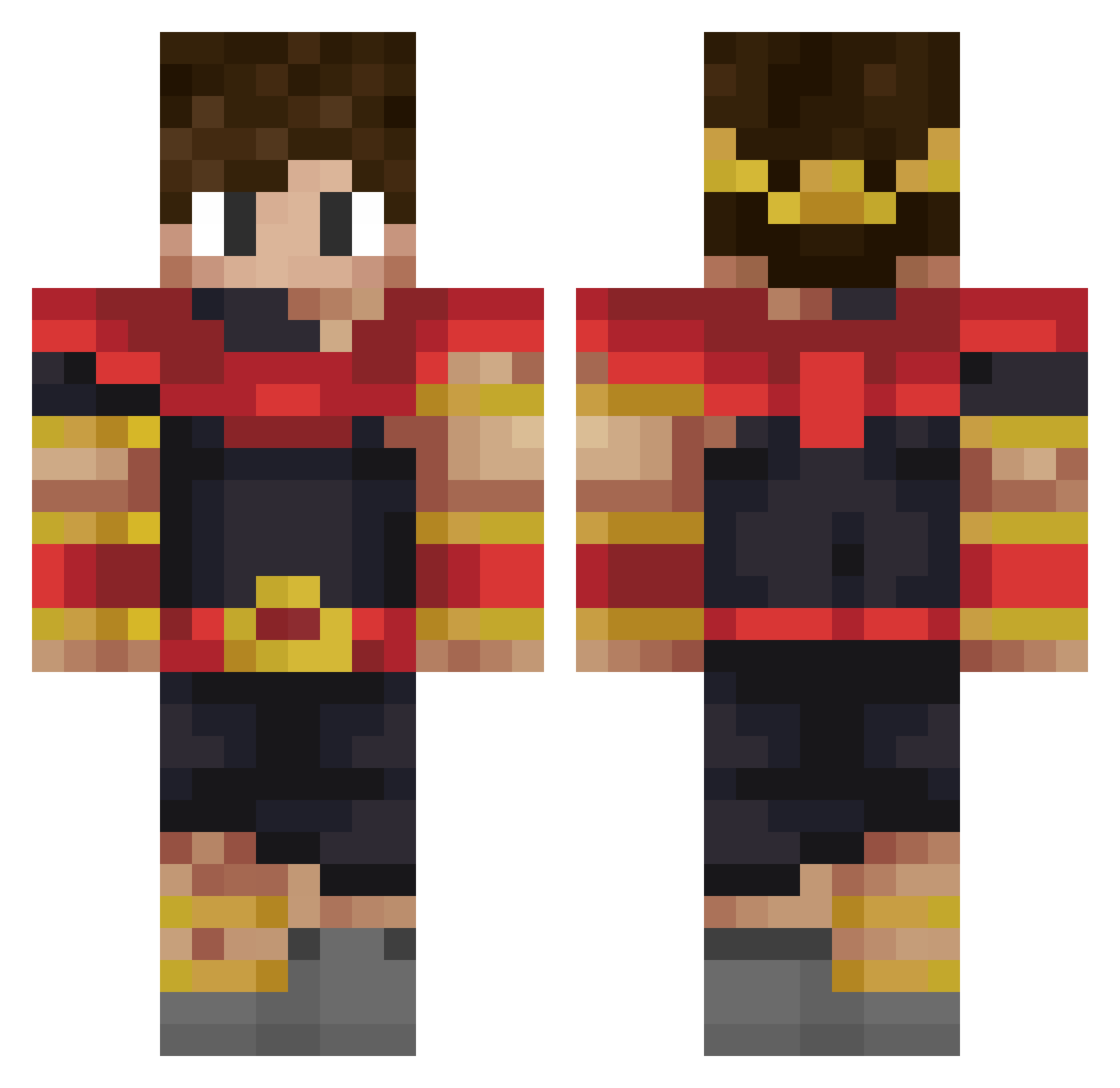 Spider_face Minecraft skin, front and back view
