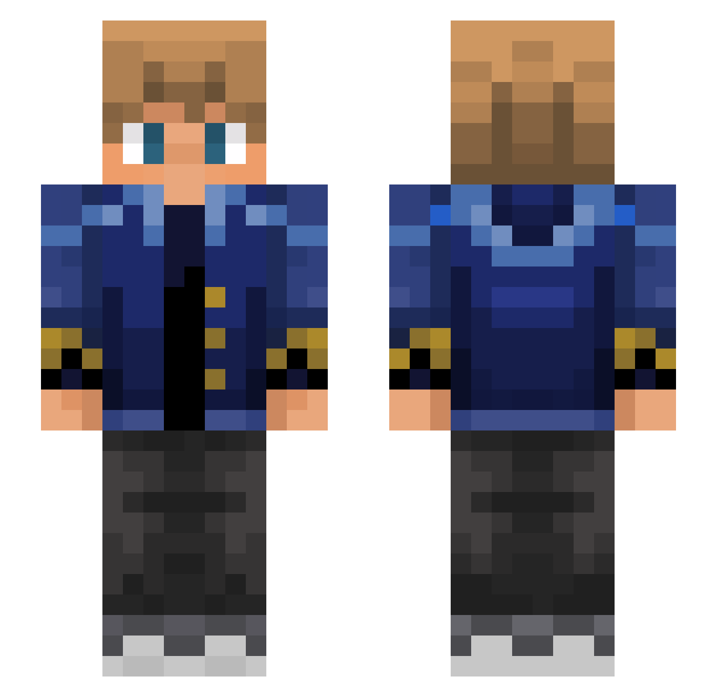 itzLi0 Minecraft skin, front and back view