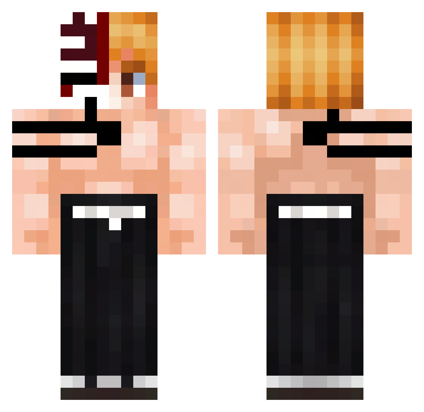 Kenyonson Minecraft skin, front and back view