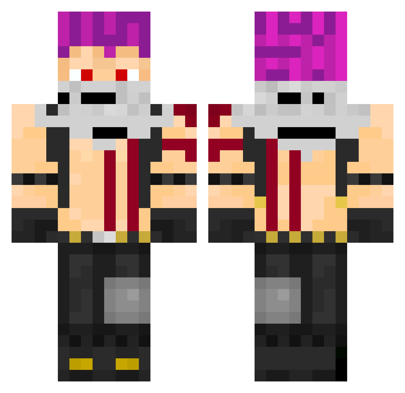 Aragon Minecraft skin, front and back view