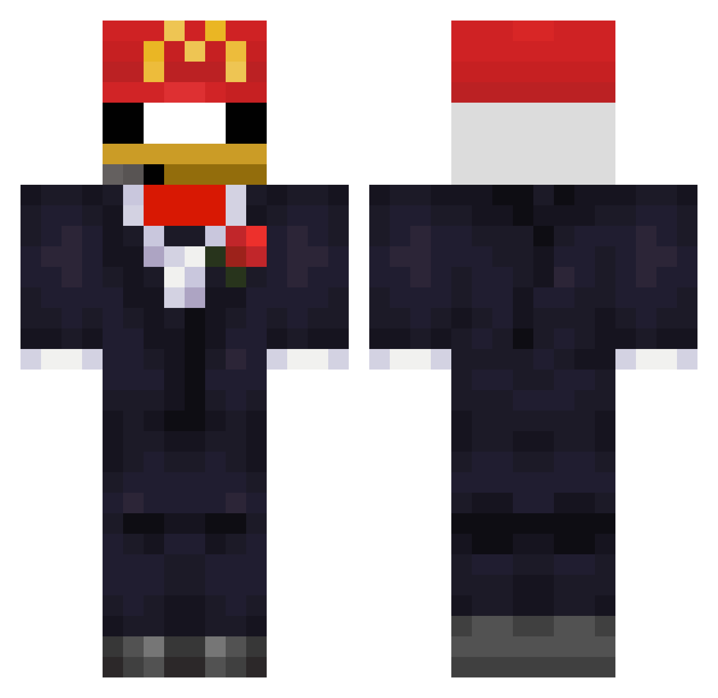 SynergyO8 Minecraft skin, front and back view