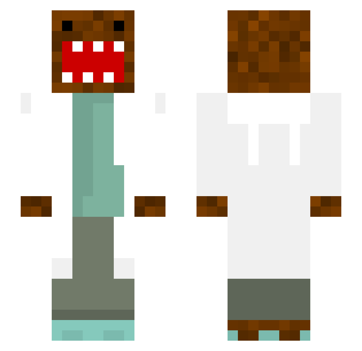 Scratchproof Minecraft skin, front and back view