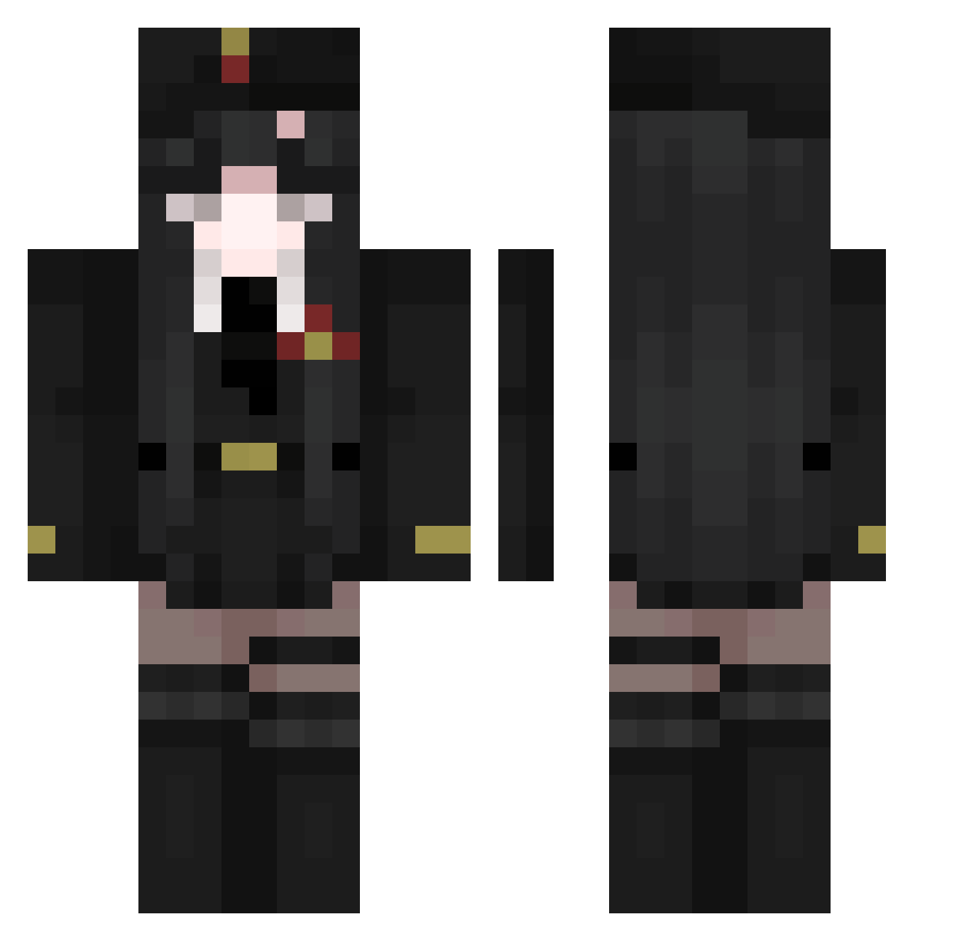 Qyourself Minecraft skin, front and back view