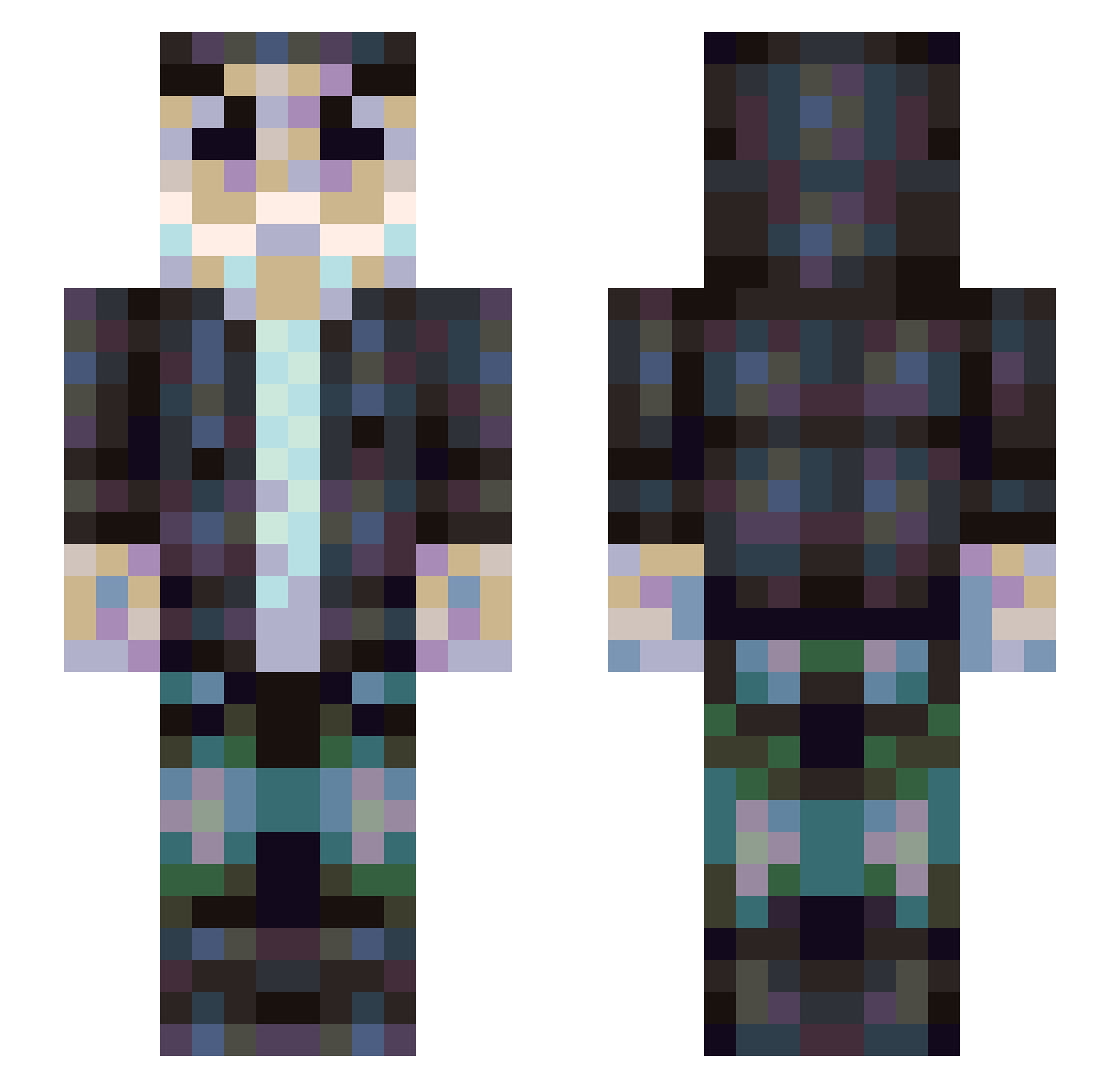 SrCroso Minecraft skin, front and back view
