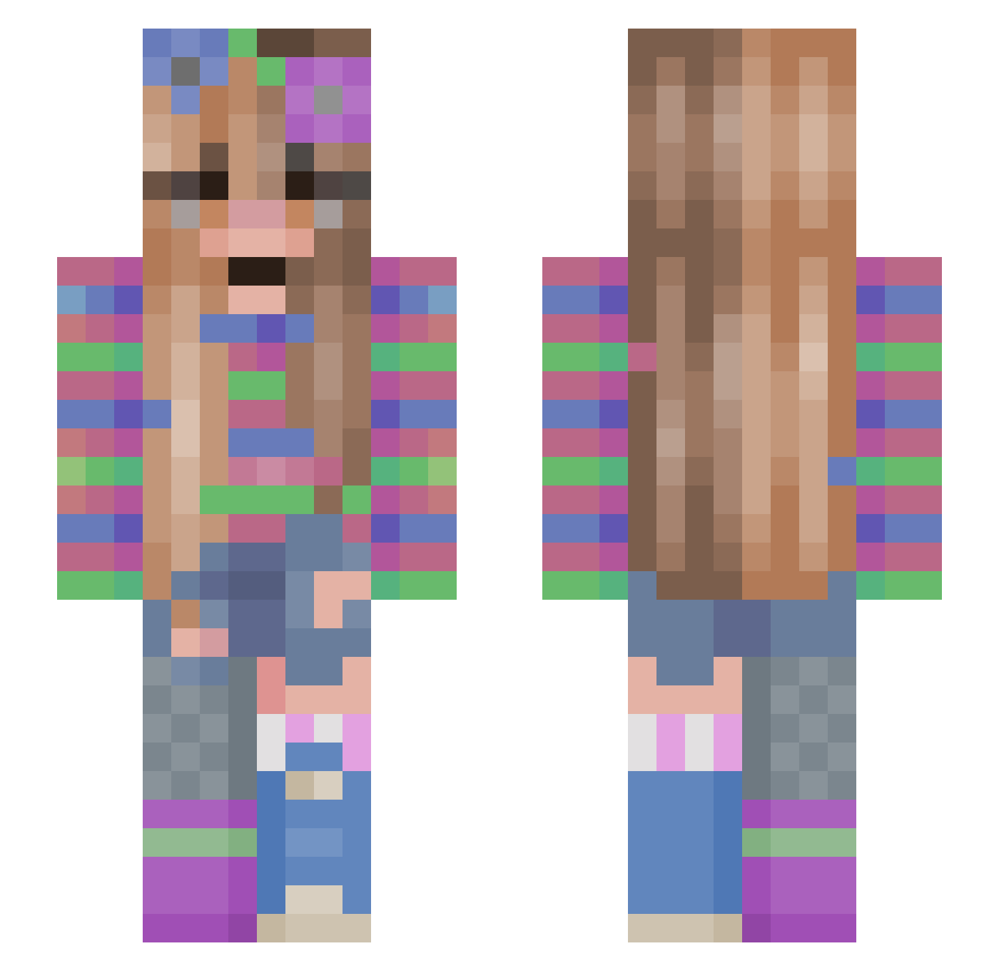 LaffyTaffy1144 Minecraft skin, front and back view
