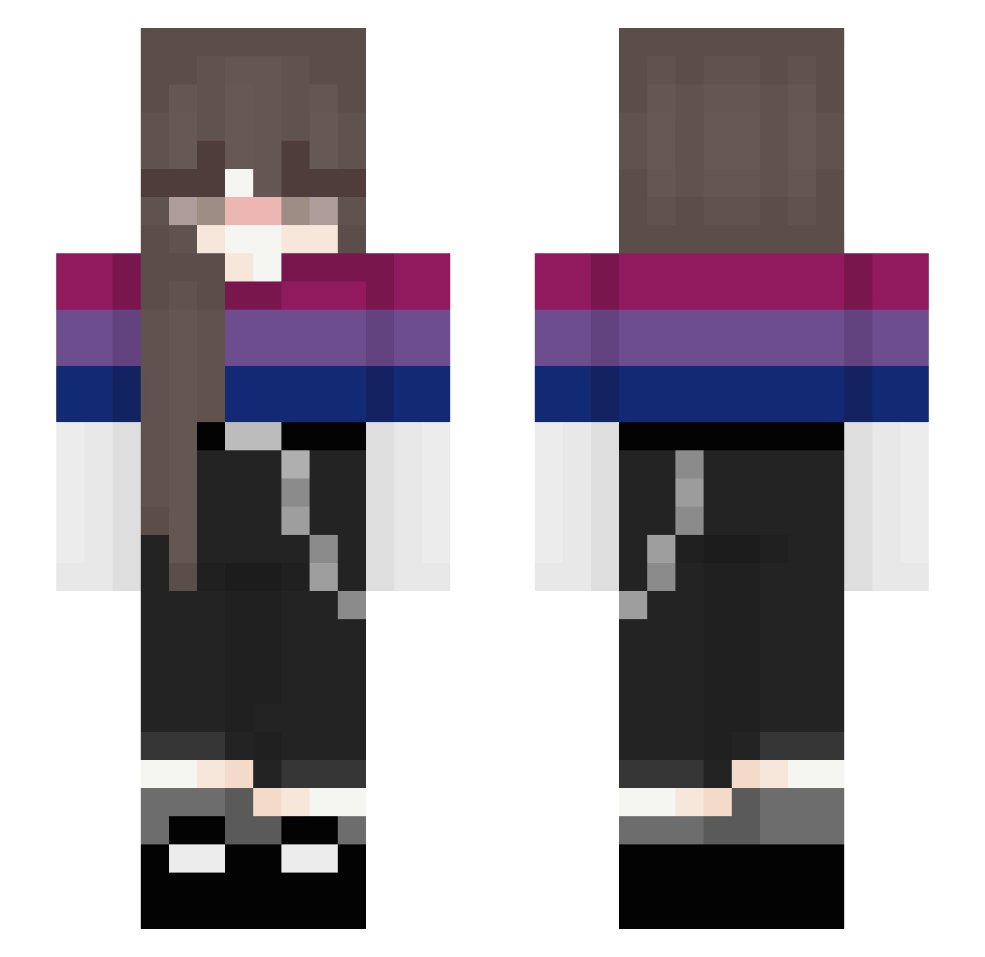 GirlYes Minecraft skin, front and back view