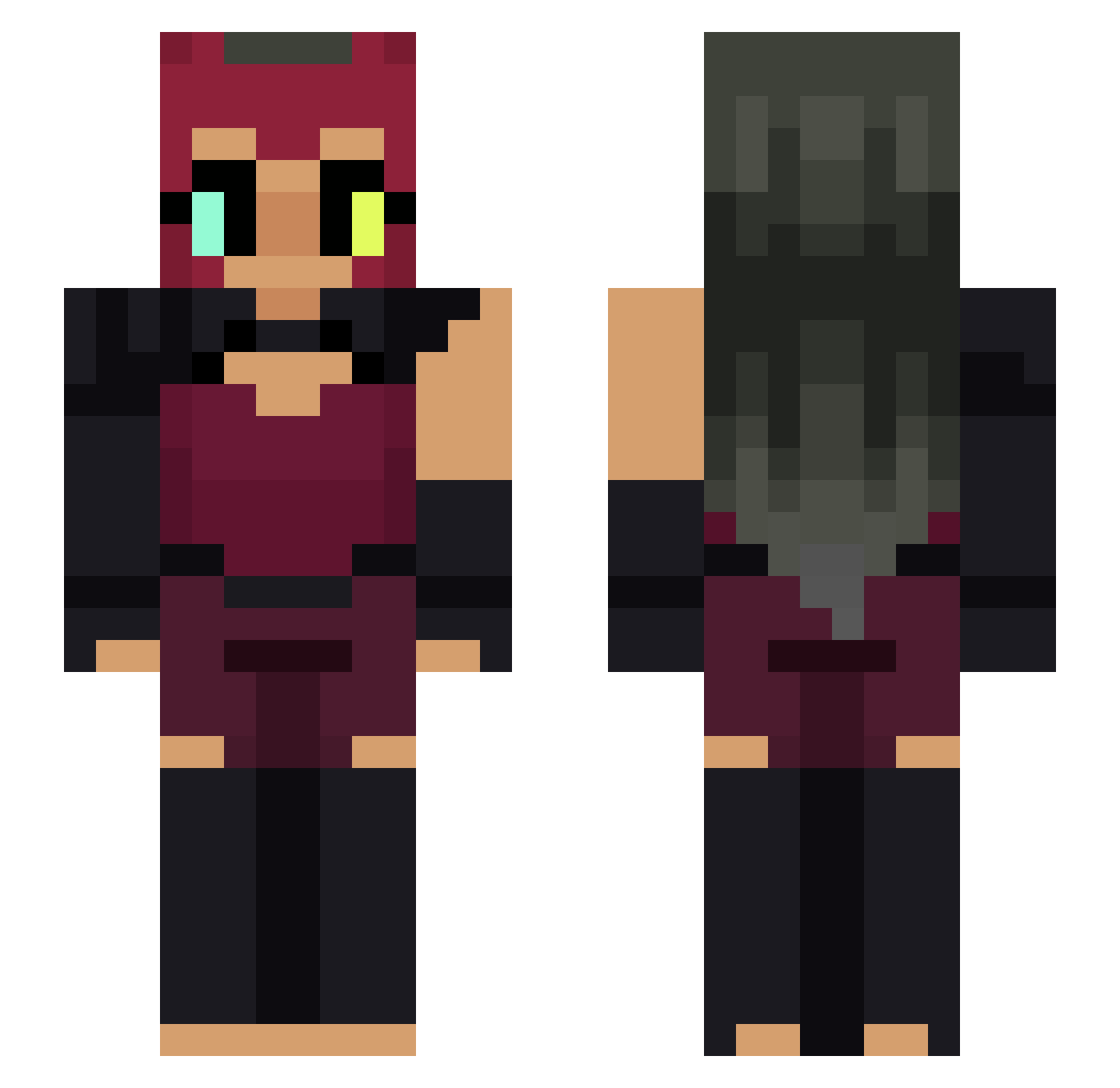 GoogleChan Minecraft skin, front and back view