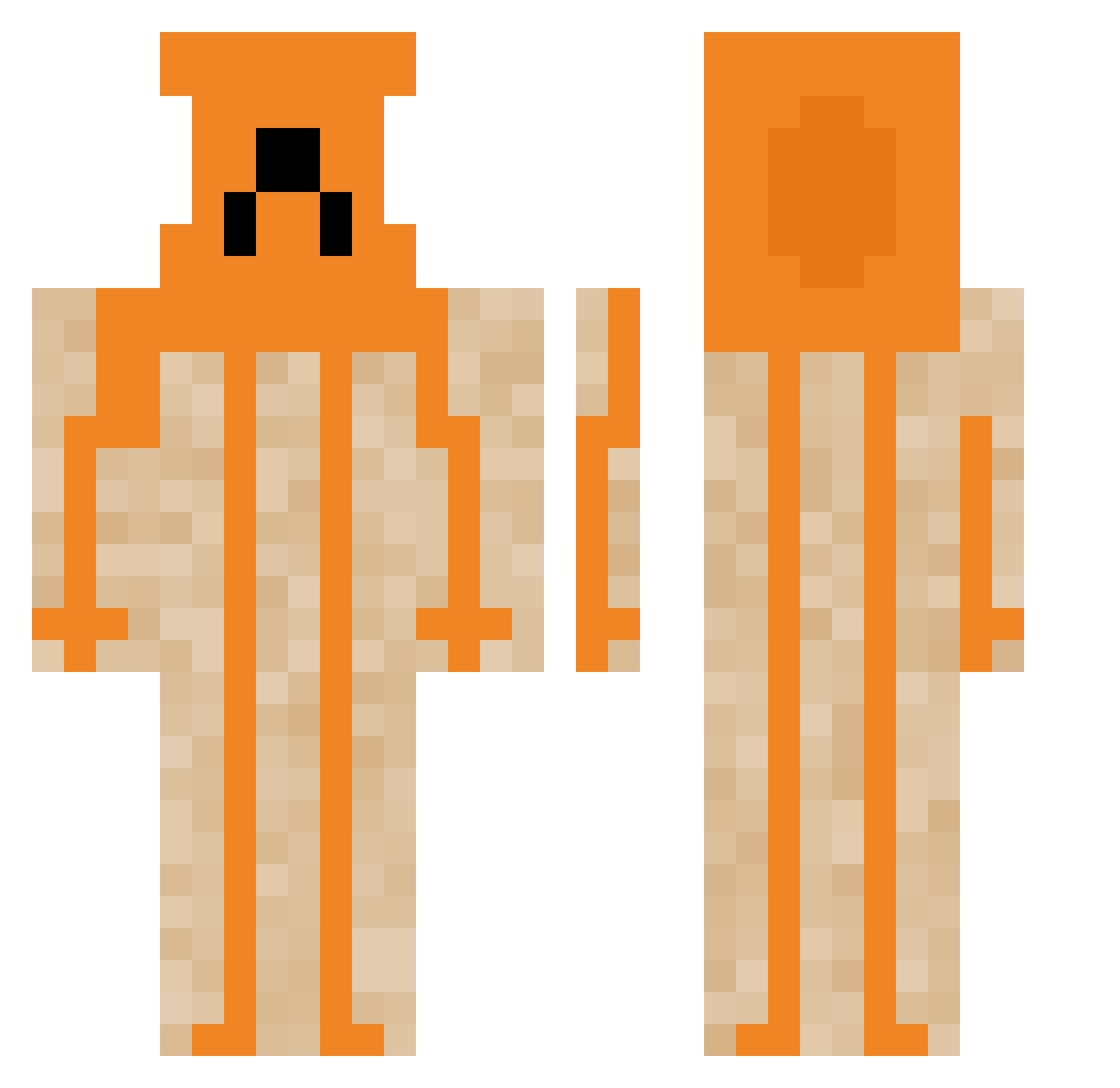 Godziotter Minecraft skin, front and back view