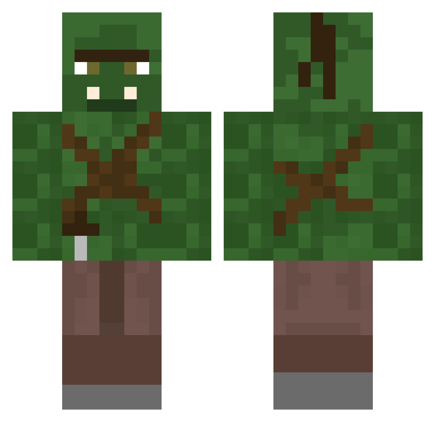 Neandertalaren Minecraft skin, front and back view