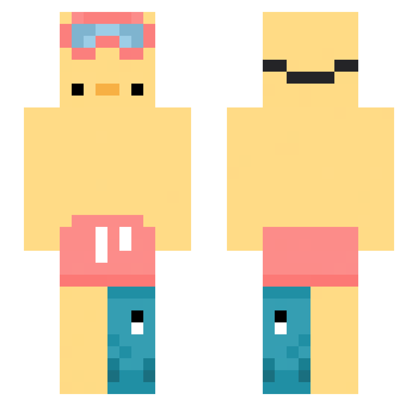teatrain Minecraft skin, front and back view