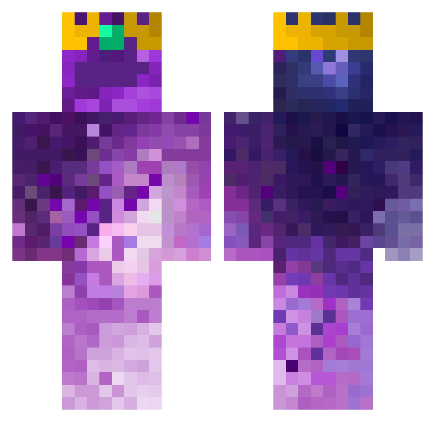 GalaxyXY7 Minecraft skin, front and back view