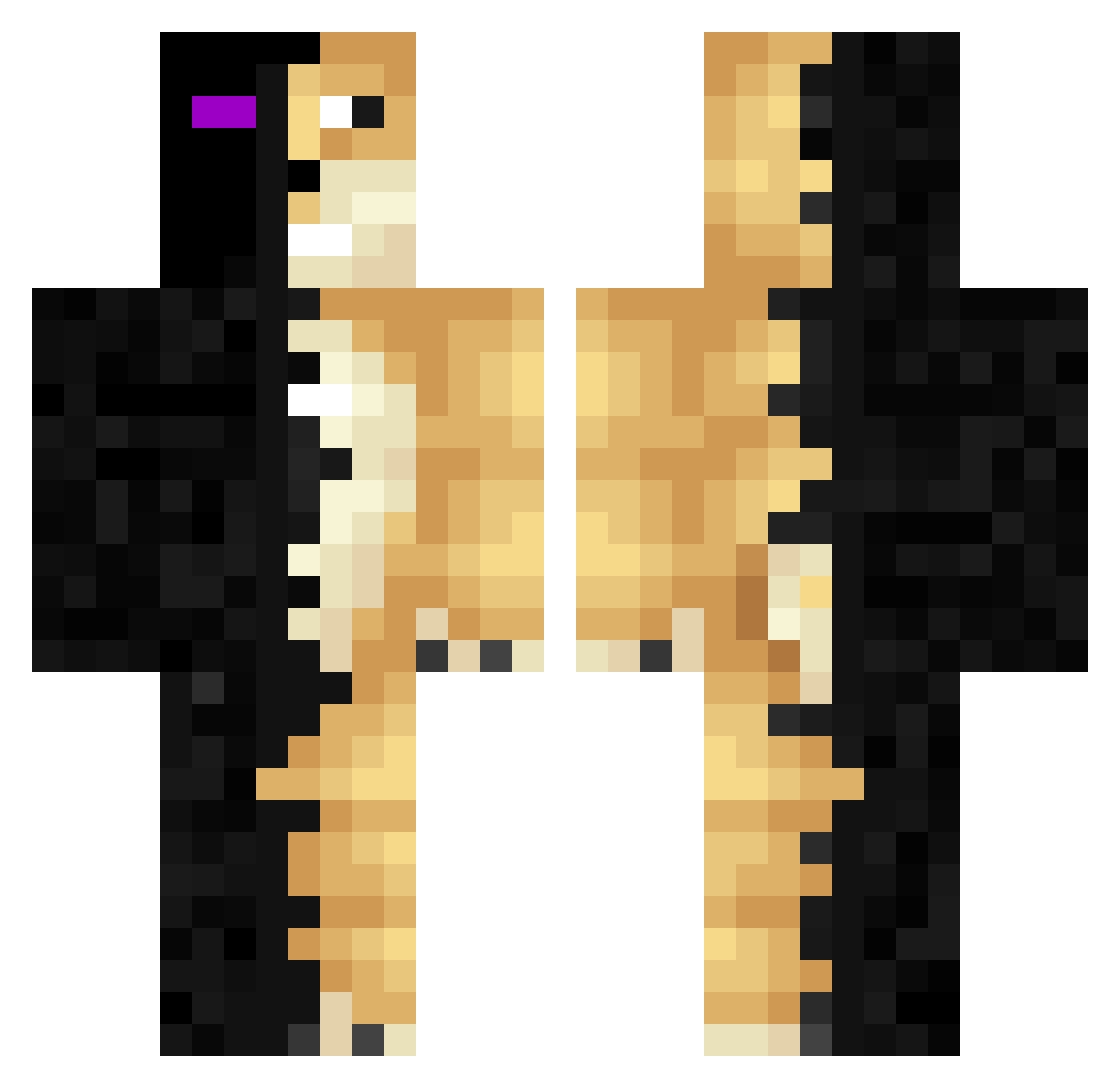 Teister Minecraft skin, front and back view