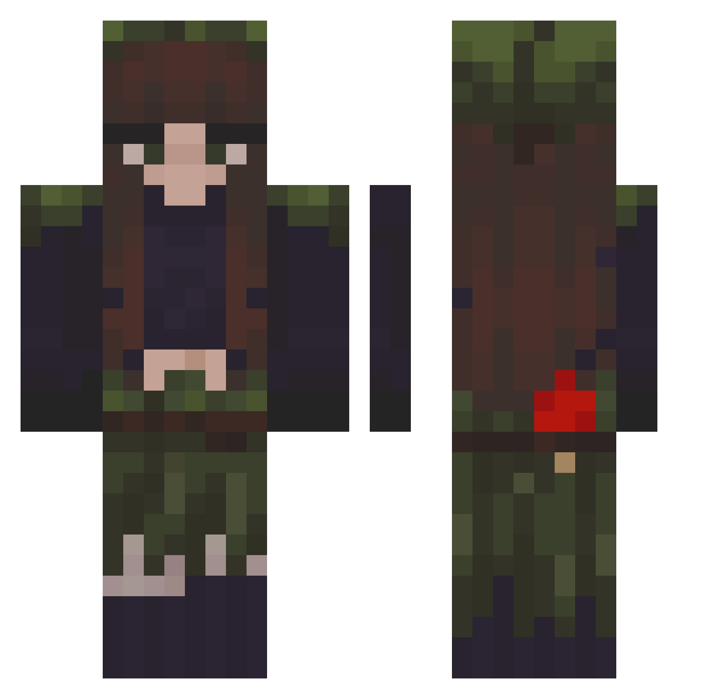 Wickory Minecraft skin, front and back view