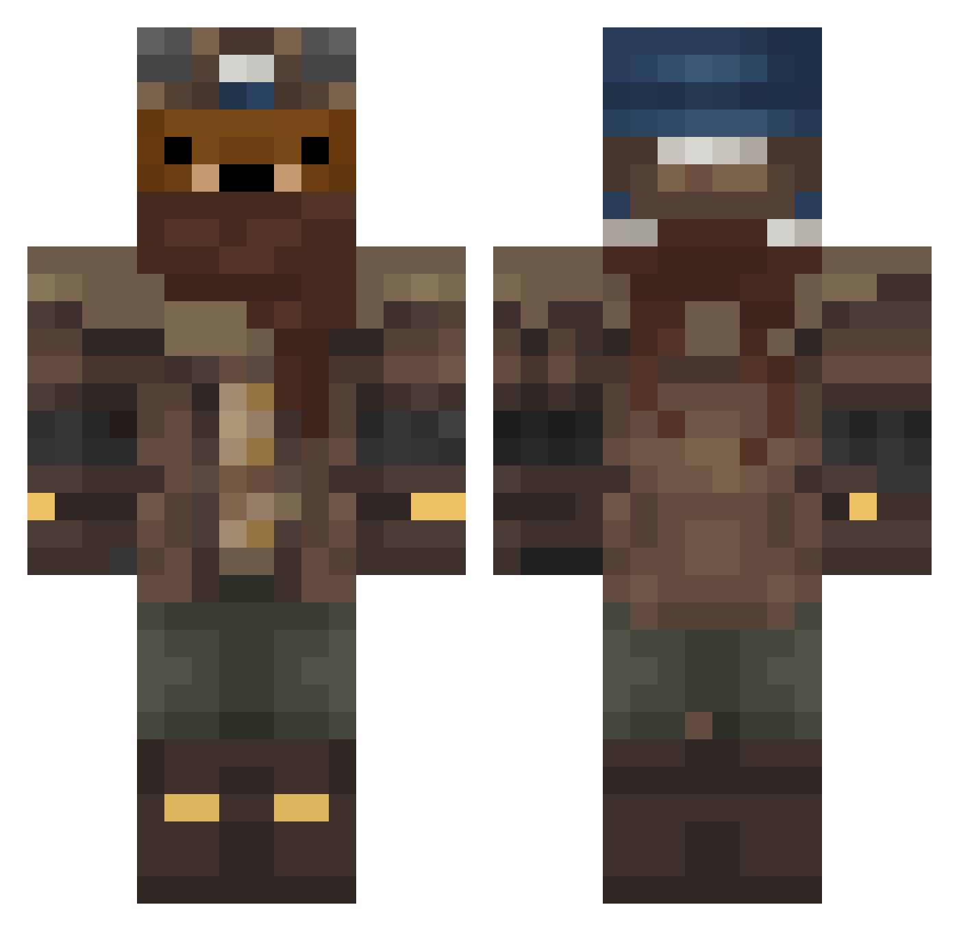 scorpyV Minecraft skin, front and back view