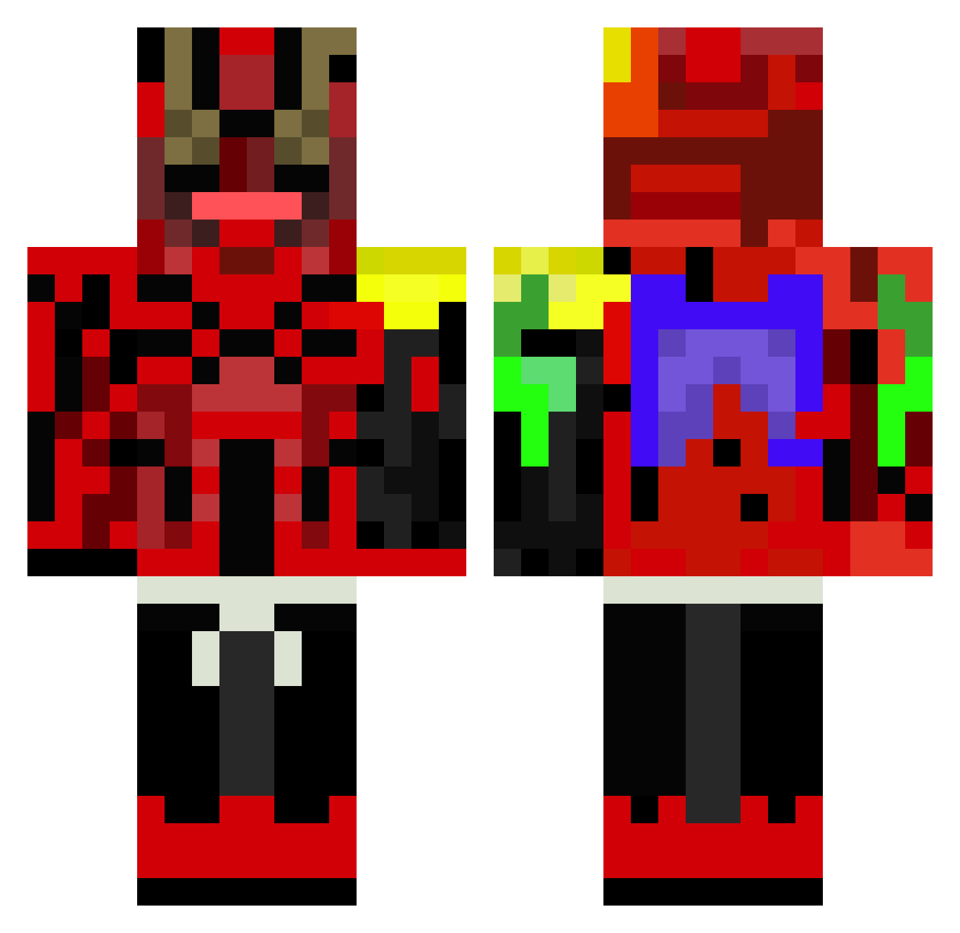 crematoriums Minecraft skin, front and back view