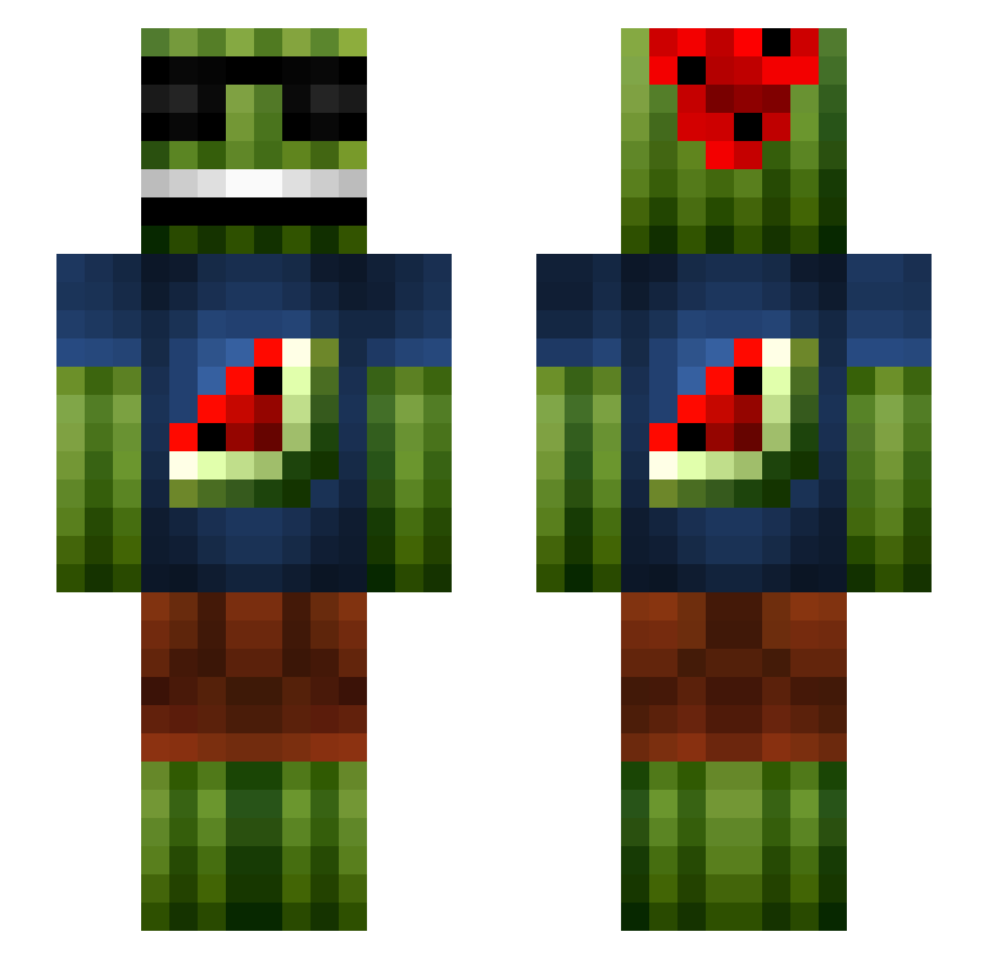 badmab Minecraft skin, front and back view