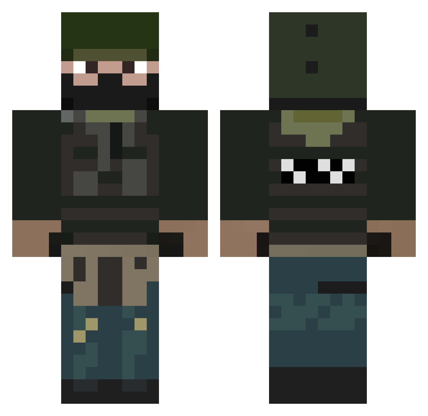 SkimMilk Minecraft skin, front and back view