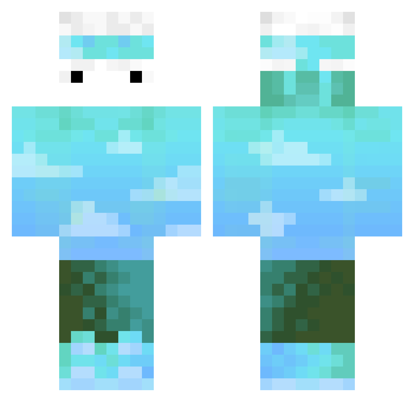 Spinier Minecraft skin, front and back view