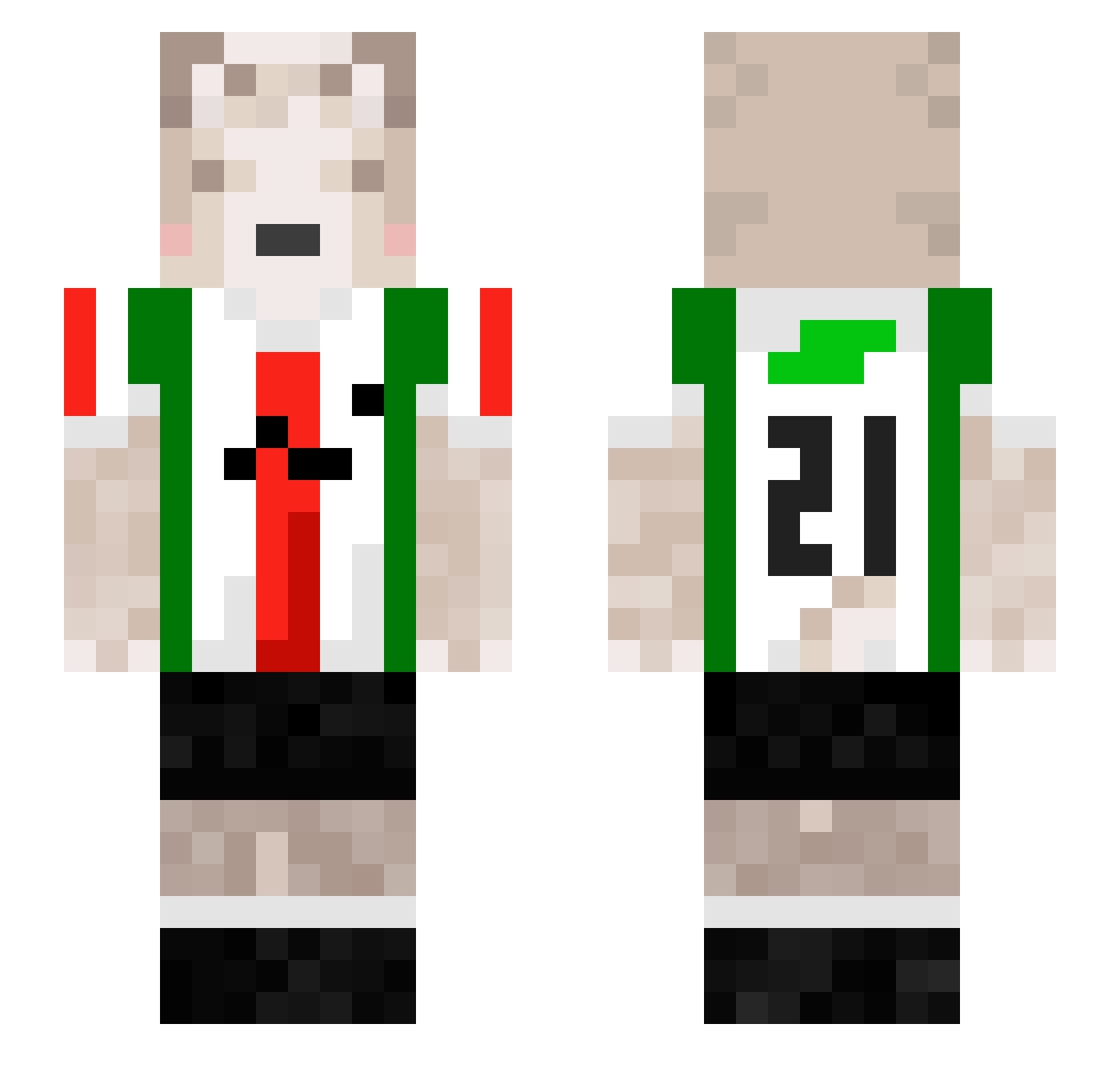 Skufisu Minecraft skin, front and back view