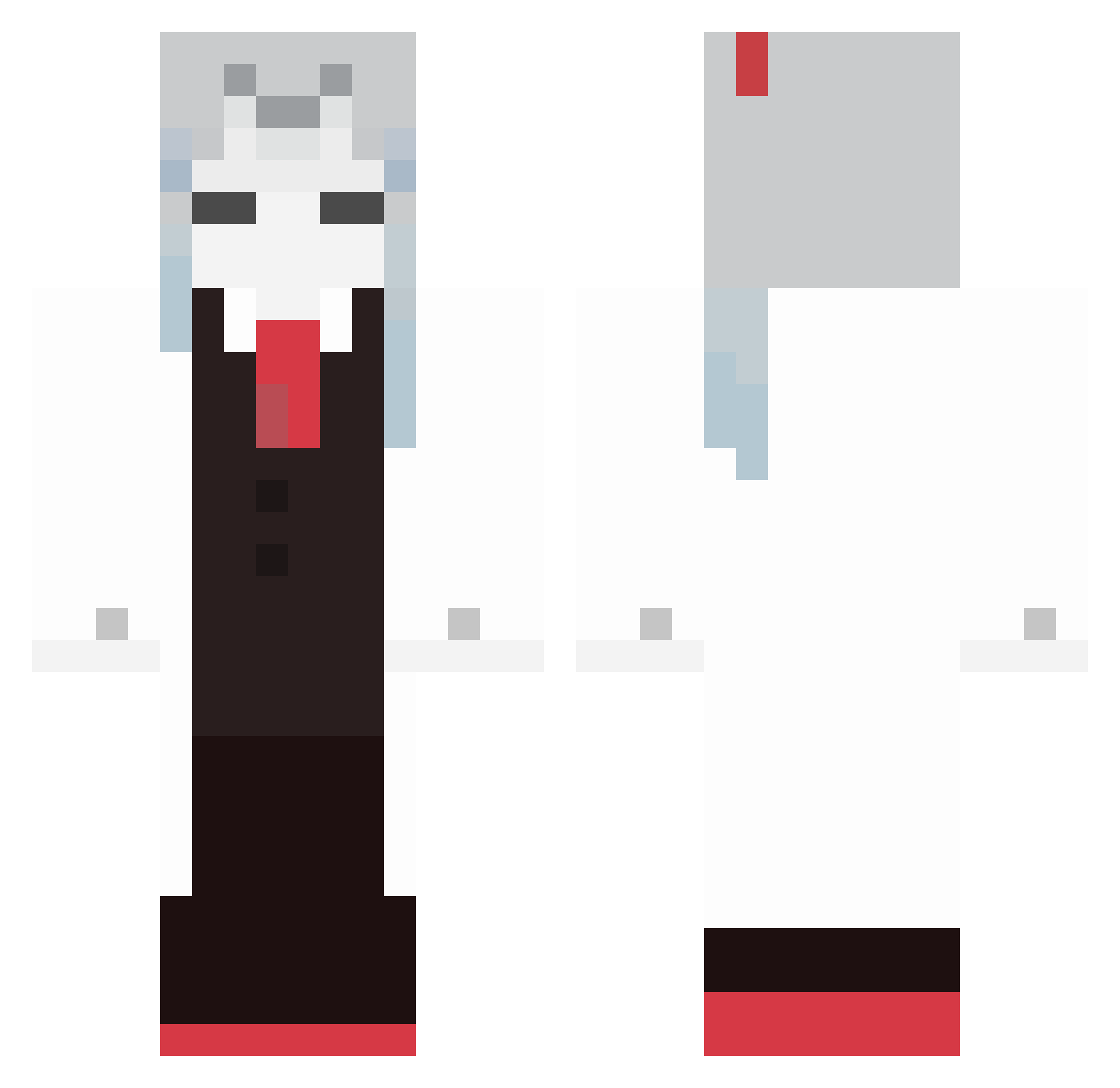 raveblox Minecraft skin, front and back view
