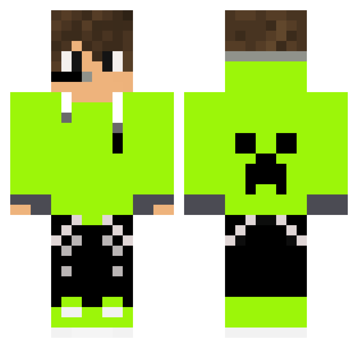 Beaters Minecraft skin, front and back view