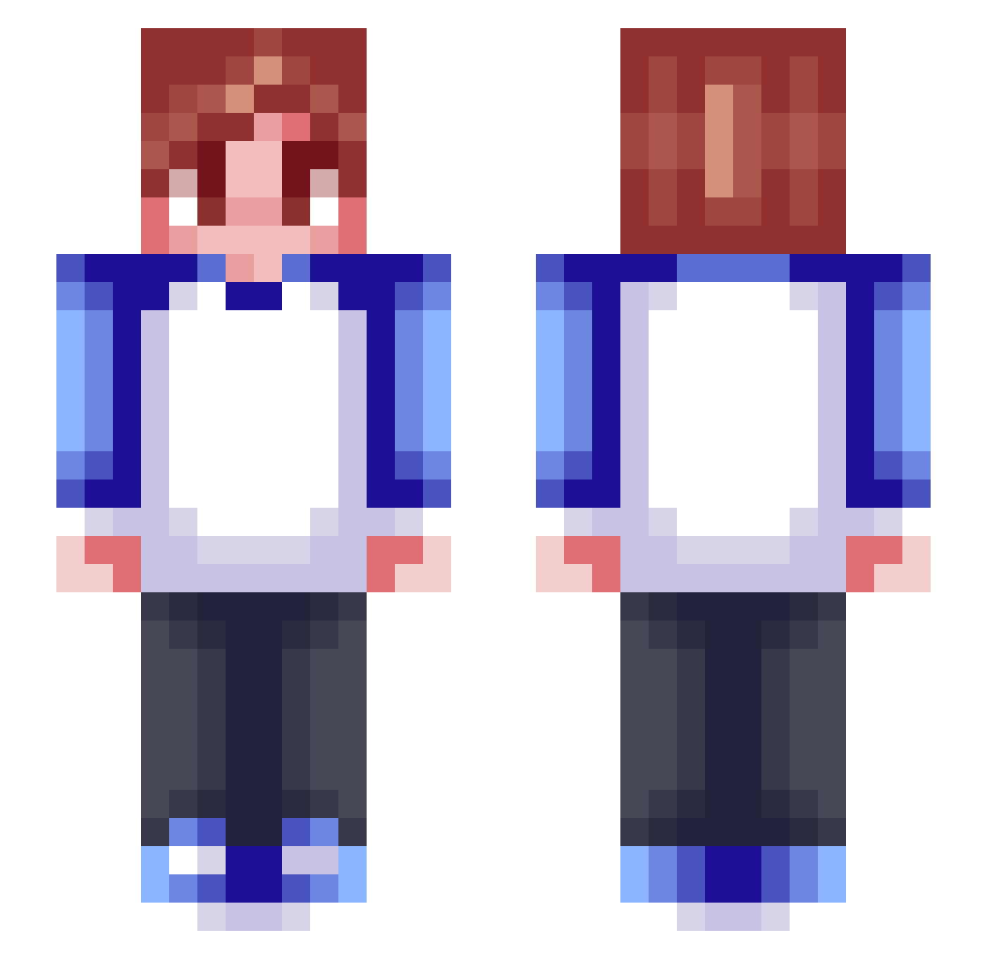 TabergYT Minecraft skin, front and back view