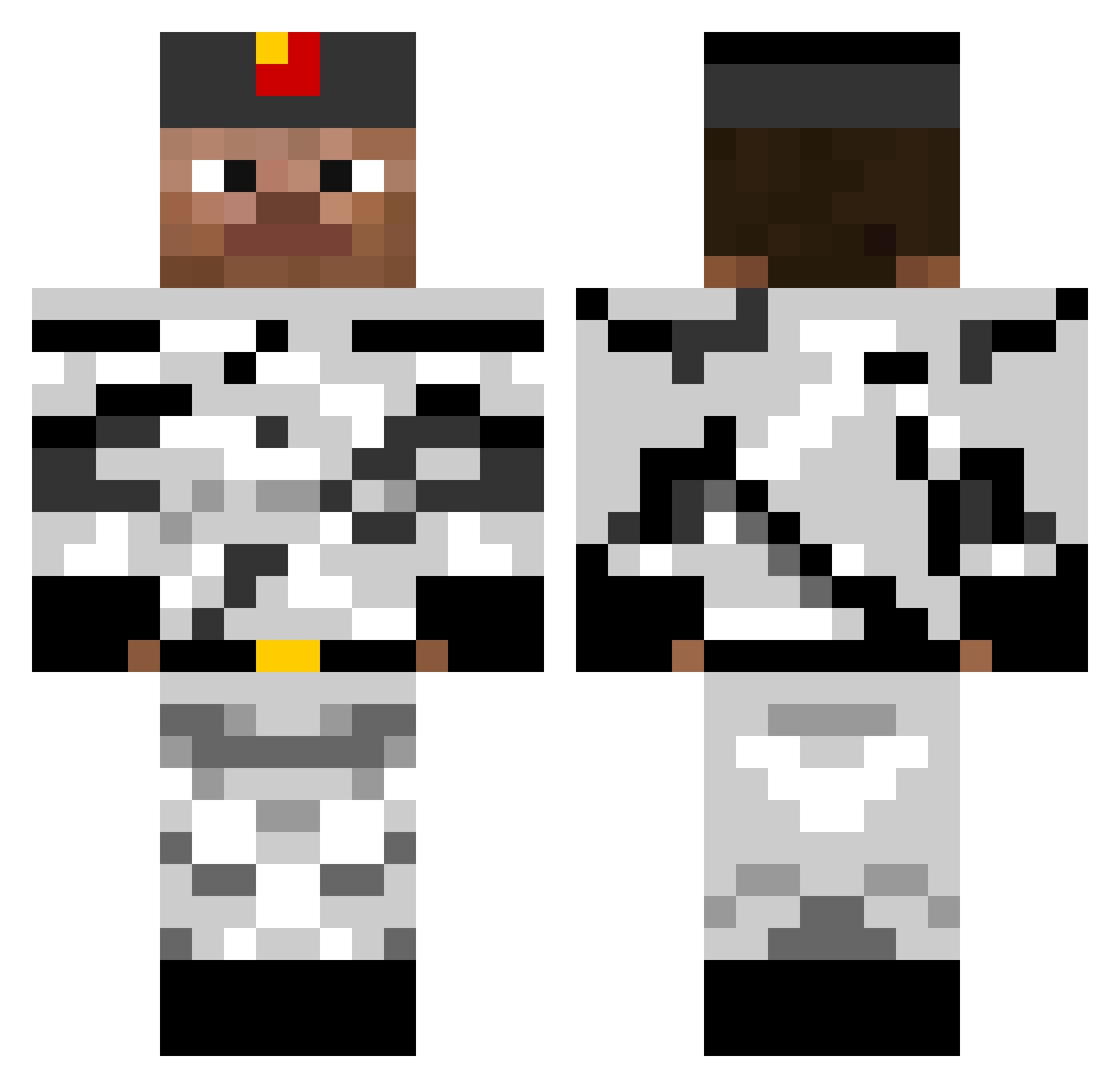 HerobrinesCousin Minecraft skin, front and back view