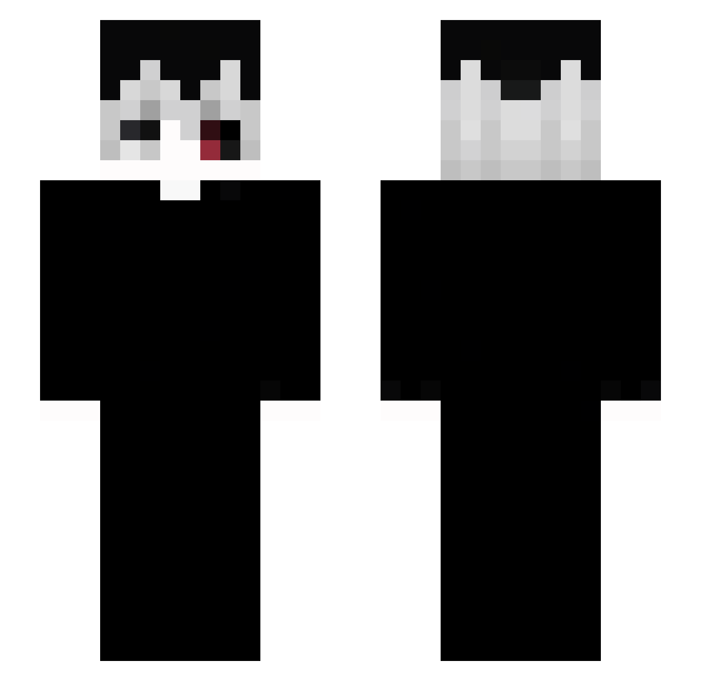 porouchanej Minecraft skin, front and back view