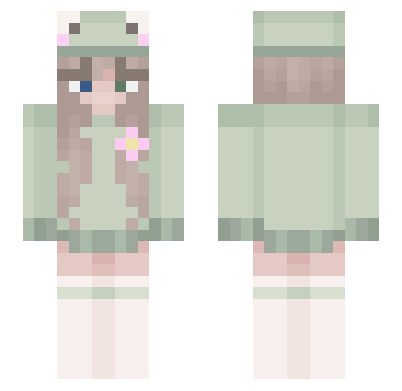 y24n Minecraft skin, front and back view