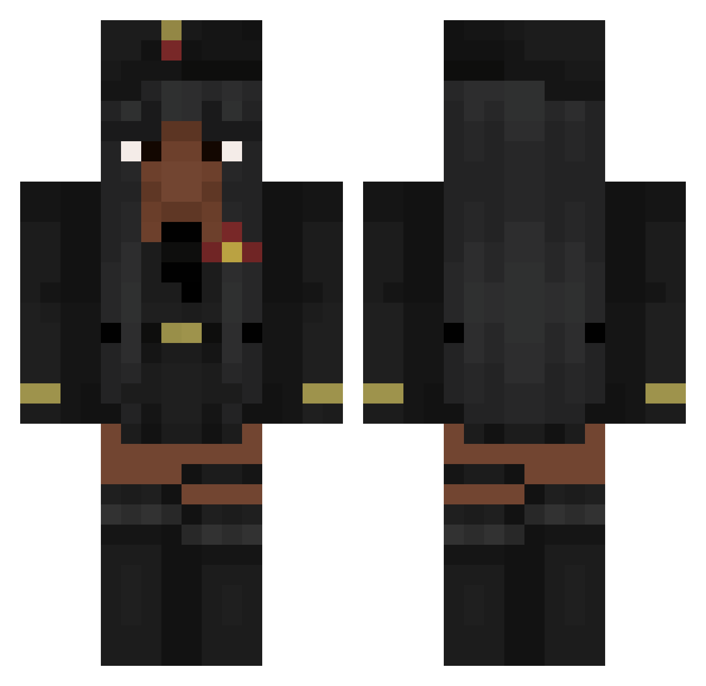 TrekStar28 Minecraft skin, front and back view